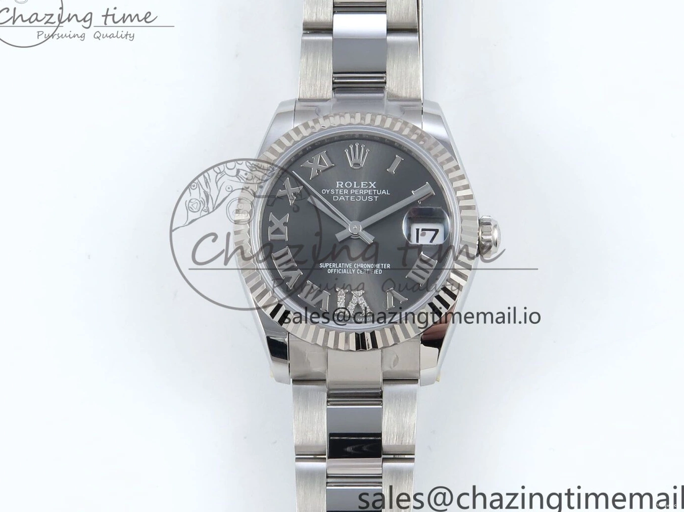 Steel Best 1:1 Diamonds Roman on Dial Bracelet ETA DateJust 904L 2688 Edition ARF Oyster 278274 SS 31 Gray 0308